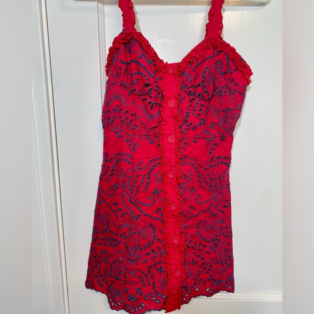 Red & Navy Embroidered Dress
